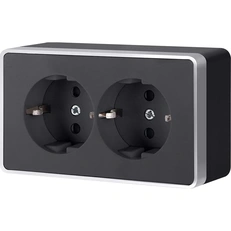 Изображение Розетка двойная с заземлением Gallant (черный/серебро) W5072134